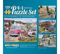 Bits and Pieces - 4-in-1 Multi-Pack 1000 Piece Jigsaw Puzzles for Adults - illage Memories Jigsaw Puzzle Set Bundle by Trevor Mitchell, Completed Puzzle Size: 20" x 27"