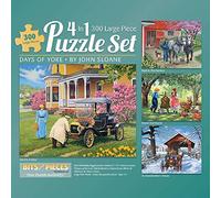 Bits and Pieces - 4-in-1 Multi-Pack 300 Piece Jigsaw Puzzles for Adults - Days of Yore by Artist John Sloane, Completed Puzzle Size: 16" x 20"