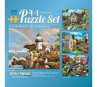 Bits and Pieces - 4-in-1 Multi-Pack - 500 Piece Jigsaw Puzzles for Adults-Each Measures 16" x 20" (46cm x 61cm)-Serene Beauty by Artist Alan Giana