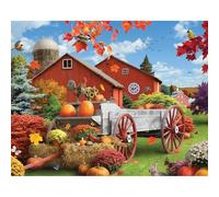 Bits and Pieces 50 Piece Puzzles for Adults 50 Extra Large Pieces 15" x 19" Jigsaw Puzzles, Fall Farm Barn, Random Die Cut, No 2 Pieces Alike, Harvest Harmony