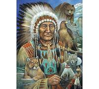 Bits and Pieces - 500 Piece Jigsaw Puzzle for Adults 18" x 24" - Chief Sitting Bear - 500 pc Native American Indian Chief Traditional Eagle Tent Jigsaw by Artist Ruane Manning