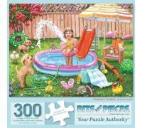 Bits and Pieces - 500 Piece Jigsaw Puzzle for Adults - 18" x 24" - Summer Soaker - 500 pc Summer Puppies Jigsaw by Brooke Faulder