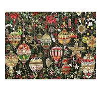 Bits and Pieces - 500 Piece Jigsaw Puzzle for Adults - Christmas Ornaments - Holiday Tree Decoration Flowers Stars Winter Jigsaw Puzzle by Artist Barbara Behr, Completed Puzzle Size: 18" x 24"