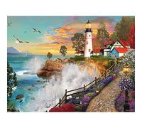 Bits and Pieces - 500 Piece Jigsaw Puzzle for Adults - Lighthouse Park - 500 pc Sunset by the Ocean Jigsaw by Artist David Maclean