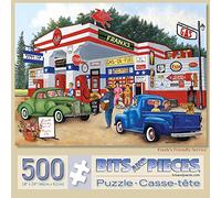 Bits and Pieces - 500 Piece Puzzle for Adults - Frank's Friendly Service - 500 pc Gas Station Americana Summer Jigsaw by Artist Kay Lamb Shannon