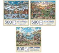 Bits and Pieces 500 Piece Puzzles for Adults Bonnie White 3-Pack - Large 18" x 24" Jigsaw Puzzles 500 Pieces Vintage Americana, No 2 Pieces Alike