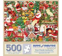 Bits and Pieces 500 Piece Puzzles for Adults - Christmas Anticipation - - Large 18" x 24" Jigsaw Puzzles 500 Pieces Holiday Collage Santa and Gifts, No 2 Pieces Alike