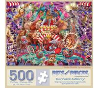 Bits and Pieces 500 Piece Puzzles for Adults Circus Mania Large 18" x 24" Jigsaw Puzzles 500 Pieces Circus Animals, Random Die Cut Pieces No 2 are Alike