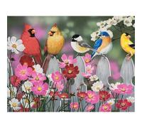 Bits and Pieces 500 Piece Puzzles for Adults - Large 18" x 24" Jigsaw Puzzles 500 Pieces Cardinal Chickadee Gold Finch, Random Die Cut, No 2 Pieces Alike, Song Bird & Cosmos