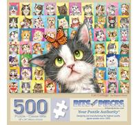Bits and Pieces 500 Piece Puzzles for Adults - Large 18" x 24" Jigsaw Puzzles 500 Pieces Cats Kitten, No 2 Pieces Alike, Cat Collage