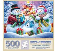 Bits and Pieces 500 Piece Puzzles for Adults - Large 18" x 24" Jigsaw Puzzles 500 Pieces Snow Man Christmas Tree, No 2 Pieces Alike, Snowman Family