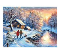 Bits and Pieces 500 Piece Puzzles for Adults - Large 18" x 24" Jigsaw Puzzles 500 Pieces Winter Landscape, Random Die Cut, No 2 Pieces Alike, Snow River
