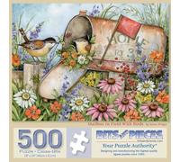 Bits and Pieces 500 Piece Puzzles for Adults - Mailbox in Field with Birds - Large 18" x 24" Jigsaw Puzzles 500 Pieces Country Rustic Flowers, No 2 Pieces Alike