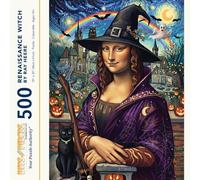 Bits and Pieces 500 Piece Puzzles for Adults - Renaissance Witch - Large 18" x 24" Jigsaw Puzzles 500 Pieces Halloween Mona Lisa, No 2 Pieces Alike