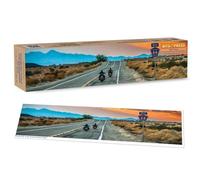 Bits and Pieces 500 Piece Puzzles for Adults - Route 66 Panoramic - Large 12" x 36" Jigsaw Puzzles 500 Pieces Motorcycle, No 2 Pieces Alike