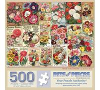 Bits and Pieces 500 Piece Puzzles for Adults - Seed and Bulbs - - Large 18" x 24" Jigsaw Puzzles 500 Pieces Vintage Flower Seed Collage, No 2 Pieces Alike