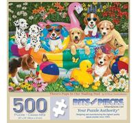 Bits and Pieces 500 Piece Puzzles for Adults - There's Pups in Our Wading Pool - Large 18" x 24" Jigsaw Puzzles 500 Pieces Lab Puppies in Pool, No 2 Pieces Alike