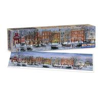 Bits and Pieces 500 Piece Puzzles for Adults - Winter Shopping - Large 12" x 36" Jigsaw Puzzles 500 Pieces Americana Vintage Street Scene, No 2 Pieces Alike