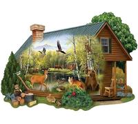Bits and Pieces - 750 Piece Shaped Jigsaw Puzzle for Adults - Cabin in the Wild - 750 pc Forest Animals Jigsaw by Artist Thomas Wood