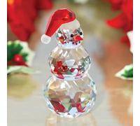 Bits and Pieces Crystal Snowman Figurine - Sparkling Holiday Décor with Red Hat, Carrot Nose, and Heart Accents - Festive Christmas Decoration and Gift