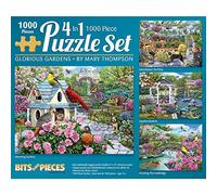 Bits and Pieces - Glorious Gardens 4-in-1 Multi-Pack Set 1000 Piece Jigsaw Puzzles for Adults - Each Puzzle Measures 20" x 27" - Jigsaws by Artist Mary Thompson