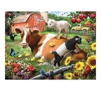 Bits and Pieces - Large 500 Piece Jigsaw Puzzle for Adults - Cow and Goats' - Farm Jigsaw Puzzle by Larry Jones, Completed Puzzle Size: 18" x 24"