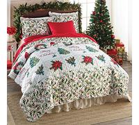Bits and Pieces - Merry Christmas Quilt Bedding - Full/Queen Set, 86" x 86" Quilt with 2 Standard Shams
