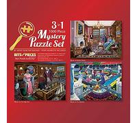 Bits and Pieces - Multi-Pack of Three (3) 1000 Piece Jigsaw Puzzles for Adults - Puzzles Measures 20" x 27" - 1000 pc Murder at The Bedford Manor, High Seas, and Museum by Artist Gene Dieckhoner