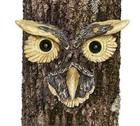 Bits and Pieces 'Owl Face' Tree Hugger - Whimsical Tree Sculpture - Outdoor Yard Art - Garden Decoration