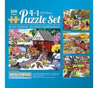 Bits and Pieces - Rustic Gardens 4-in-1 Multi-Pack Puzzle Set - 500 Piece Jigsaw Puzzles for Adults - Puzzles Measure 16" x 20" - Nature Garden Jigsaws by Nancy Wernersbach