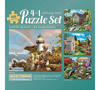 Bits and Pieces - Serene Beauty 4-in-1 Multi-Pack Puzzle Set - 300 Piece Jigsaw Puzzles for Adults - Puzzles Measure 16" x 20" - Nature Jigsaw by Alan Giana
