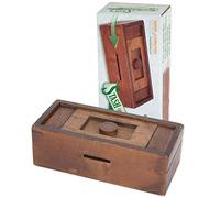 Bits and Pieces - Stash Your Cash Secret Puzzle Box Brainteaser - Wooden Secret Compartment Brain Game for Adults