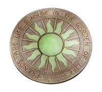 Bits and Pieces - Sun Garden Stone - Glowing Sun in the Dark; Garden Décor - 25cm Diameter, Polyresin, Yellow