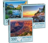 Bits and Pieces Value Set of 3-300 Piece Jigsaw Puzzles for Adults - National Park Puzzles - Grand Canyon, Yosemite, Acadia - Completed Sizes 18 x 24