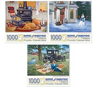 Bits and Pieces - Value Set of Three (3) 1000 Piece Jigsaw Puzzles for Adults - Each Puzzle Measures 20" x 27" - Changing Seasons Jigsaws by Artist John Sloane