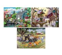 Bits and Pieces - Value Set of Three 50 Piece Jigsaw Puzzles Age 13+ for Adults - Dream Landscape, Home Grown, Sunrise Feasting Jigsaw Puzzles, Completed Puzzle Size: 15" x 19"