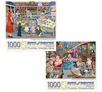 Bits and Pieces - Value Set of Two (2) 1000 Piece Jigsaw Puzzles for Adults - Each Puzzle Measures 20" x 27" - Grandma's Treats at the Bakery, Newest Member of the Family by Artist Joseph Burgess