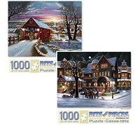 Bits and Pieces - Value Set of Two (2) 1000 Piece Jigsaw Puzzles for Adults - Each Puzzle Measures 20" x 27" - Home Again, The Carolers Jigsaws by Artist Artist H. Hargrove