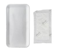 Bits N Things White Foam Trays with Absorbent Pads | Disposable Standard Supermarket Meat Poultry Frozen Food Trays | 8.25" L x 5.75" W x 0.5" H | Pack of 20