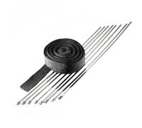 BITS4REASONS - Black Coloured Woven Exhaust Heat Wrap 5m Roll, 25mm Wide (1") With Stainless Steel Ties. Temperature Tolerance Up To 800°C. Ideal For Exhaust Manifolds & Exhaust Pipe Sections.