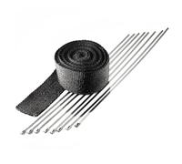 BITS4REASONS - Black Coloured Woven Exhaust Heat Wrap 5m Roll, 50mm Wide (2") With Stainless Steel Ties. Temperature Tolerance Up To 800°C. Ideal For Exhaust Manifolds & Exhaust Pipe Sections.