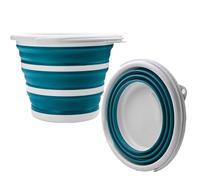 BITS4REASONS Collapsible 10L Bucket - Foldable Space-Saving Camping, Caravan & Car Cleaning Bucket - Durable Silicone Portable Bucket with Carry Handle (Green)