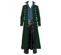 BITSEACOCO Retro Gothic Medieval Jacket Men's Halloween Steampunk Tailcoat Fantasy LARP Cosplay Costumes Trench Coat Outwear, Green, XXL