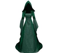 BITSEACOCO Women Deluxe Witch Dress Renaissance Vampire Halloween Costume, Green, 3XL