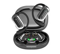 Bitstik Open-Ear Wireless Headphones Bluetooth Earbuds LED Power Display Charging Case Ear buds Earhook Over-Ear Earphones for Workout Sports Phone Laptop Black