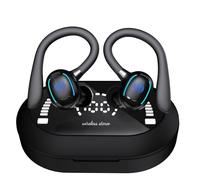 Bitstik Sports Wireless Headphones Bluetooth 5.3 Earbuds LED Power Display Charging Case Stereo Headset with Earhook Over-Ear Earphones with HD Mic for Games Esports Running Workout