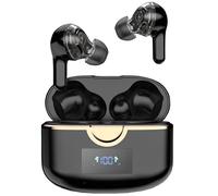 Bitstik Sports Wireless Headphones Bluetooth Earbuds, Dual Coil, 4 Horn Stereo Deep Heavy Bass Earphones LED Power Display Charging Case Ear buds for Workout Driving Walking Running TV Phone Laptop