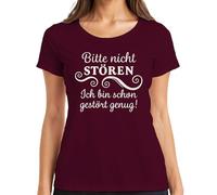 Bitte Nicht stören ich Bin Schon gestört witzig sarcastisch frech women's T-shirt, burgundy, L