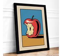 Bitten Apple Framed Wall Art Print A1 Black