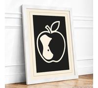 Bitten Apple Minimalist Framed Wall Art Print A1 (84.1×59.4cm) White, Wall Decor for Living Room, Bedroom, Office & Home, Ready to Hang, Art Gift